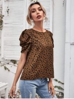 All Over Print Puff Sleeve Top