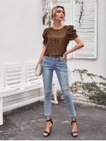 All Over Print Puff Sleeve Top