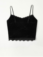 Lace Detail Velvet Cami Top