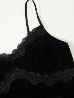 Lace Detail Velvet Cami Top