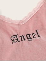 Angel Graphic Velvet Cropped Cami Top