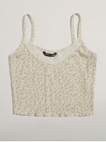 Ditsy Floral Lace Insert Lettuce Trim Cami Top