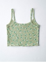 Ditsy Floral Lace Insert Lettuce Trim Cami Top