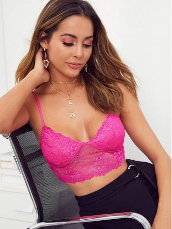 Neon Pink Lace Cami Top