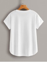 Slub Knit Curved Hem Tee