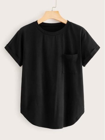 Slub Knit Curved Hem Tee