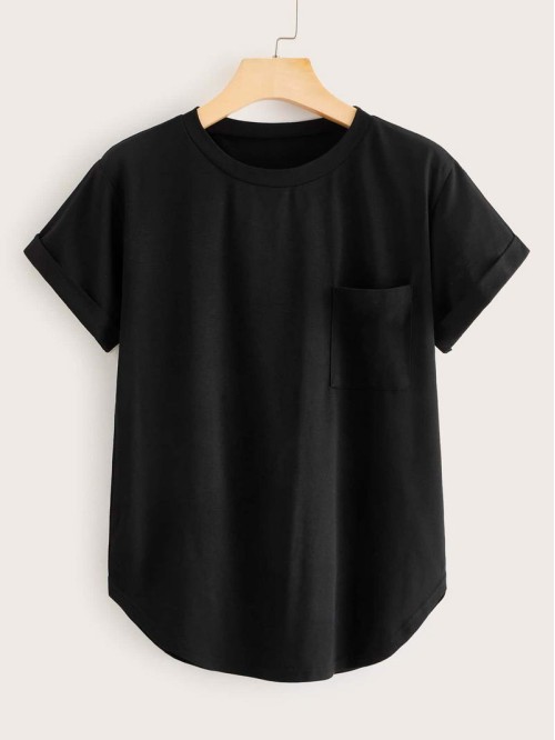 Slub Knit Curved Hem Tee