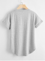 Solid Curved Hem Pocket Tee