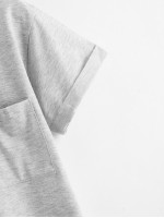 Solid Curved Hem Pocket Tee