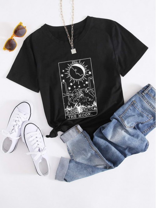 Moon And Star Print Tee