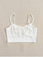 Shirred Self-Tie Cropped Cami Top