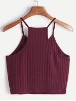 Ribbed Racerback Cropped Cami Top