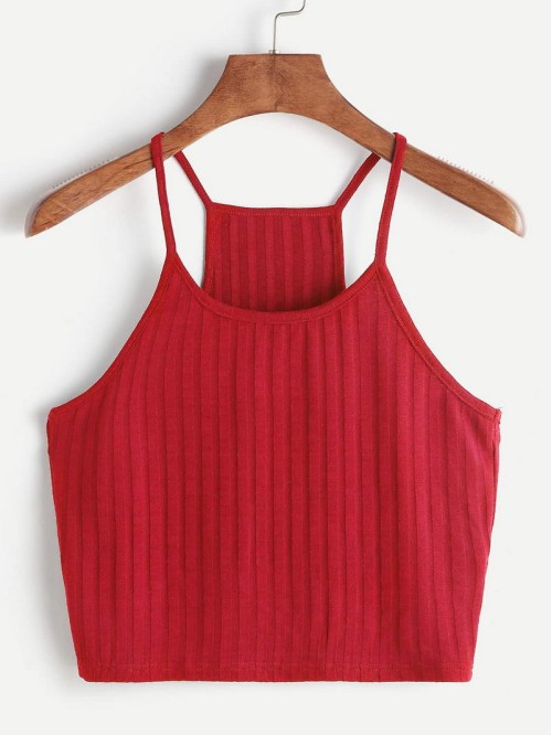 Ribbed Knit Racer Back Cami Top