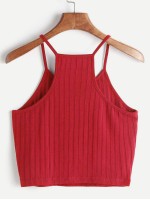 Ribbed Knit Racer Back Cami Top