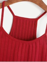 Ribbed Knit Racer Back Cami Top