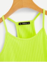 Neon Yellow Ribbed Cropped Cami Top