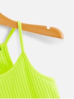 Neon Yellow Ribbed Cropped Cami Top