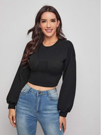 Drop Shoulder Crop Top