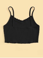 Contrast Lace Ribbed Cami Top