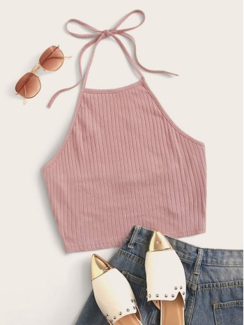 Rib-knit Halter Top