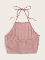 Rib-knit Halter Top