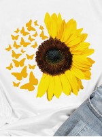 Sunflower & Butterfly Graphic Tee