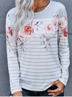 Striped Floral Long Sleeve Tee