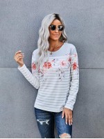 Striped Floral Long Sleeve Tee