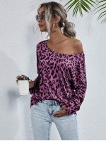 All Over Print Boat Neck Batwing Sleeve Tee