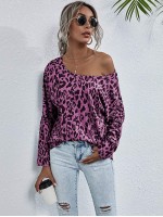 All Over Print Boat Neck Batwing Sleeve Tee