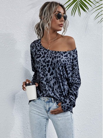 All Over Print Scoop Neck Batwing Sleeve Tee