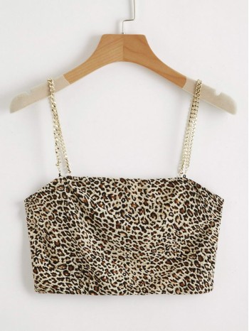 Chain Straps Leopard Cami Top