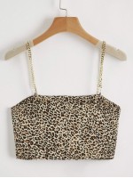 Chain Straps Leopard Cami Top