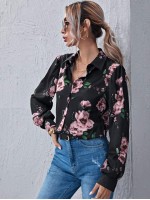 Floral Print Button Front Blouse