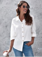 Button Up Solid Blouse