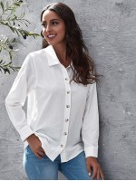 Button Up Solid Blouse