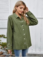 Button Up Solid Blouse