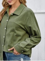 Button Up Solid Blouse