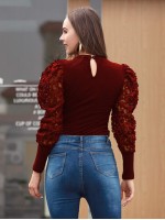 Stereo Flowers Mesh Panel Fitted Top