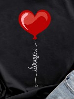 Slogan And Heart Print Tee