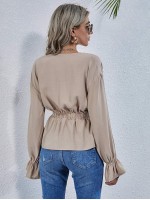 Drawstring Waist Peplum Top