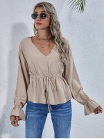 Drawstring Waist Peplum Top