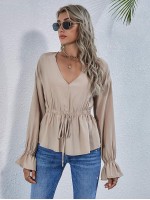 Drawstring Waist Peplum Top