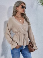 Drawstring Waist Peplum Top