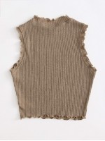 Lettuce Trim Rib-knit Tank Top