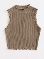 Lettuce Trim Rib-knit Tank Top