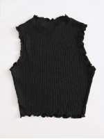 Lettuce Trim Rib-knit Tank Top