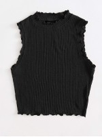 Lettuce Trim Rib-knit Tank Top