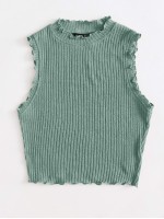 Ribbed Lettuce-Edge Tank Top