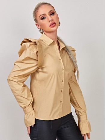 Single Breasted Bell Sleeve Blouse